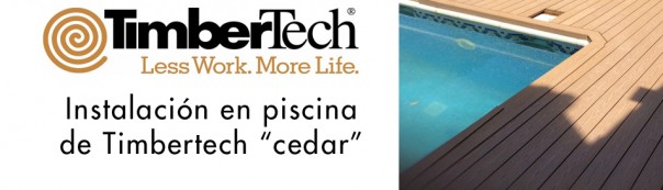 Instalación en piscina de Timbertech referencia Cedar
